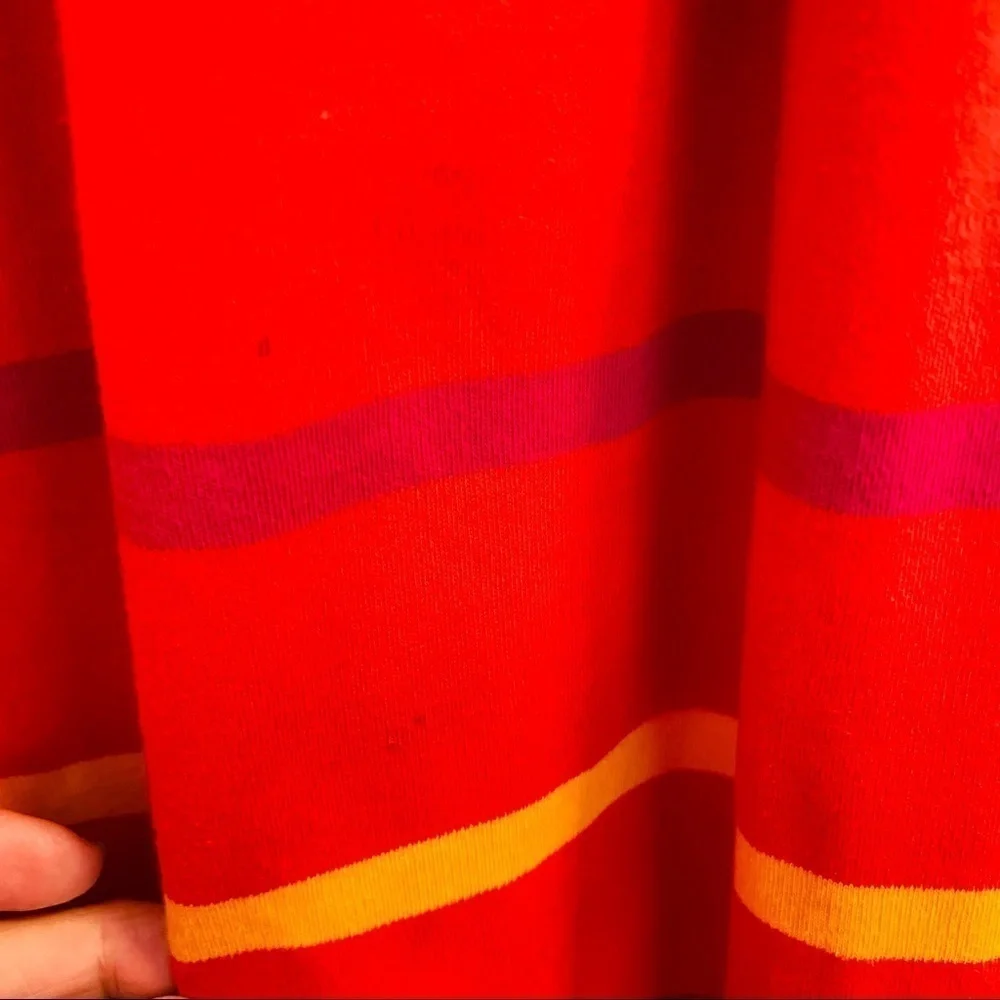 Vintage Adrienne Vittadini sport 100% cotton red multicolor Striped Midi Skirt